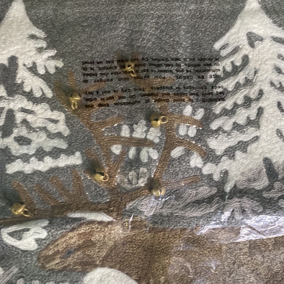 Pottery Barn Moose Crewel Embroidered Pillow Cover with Jingle Bell Accents 🔔 - Picture 8 of 15